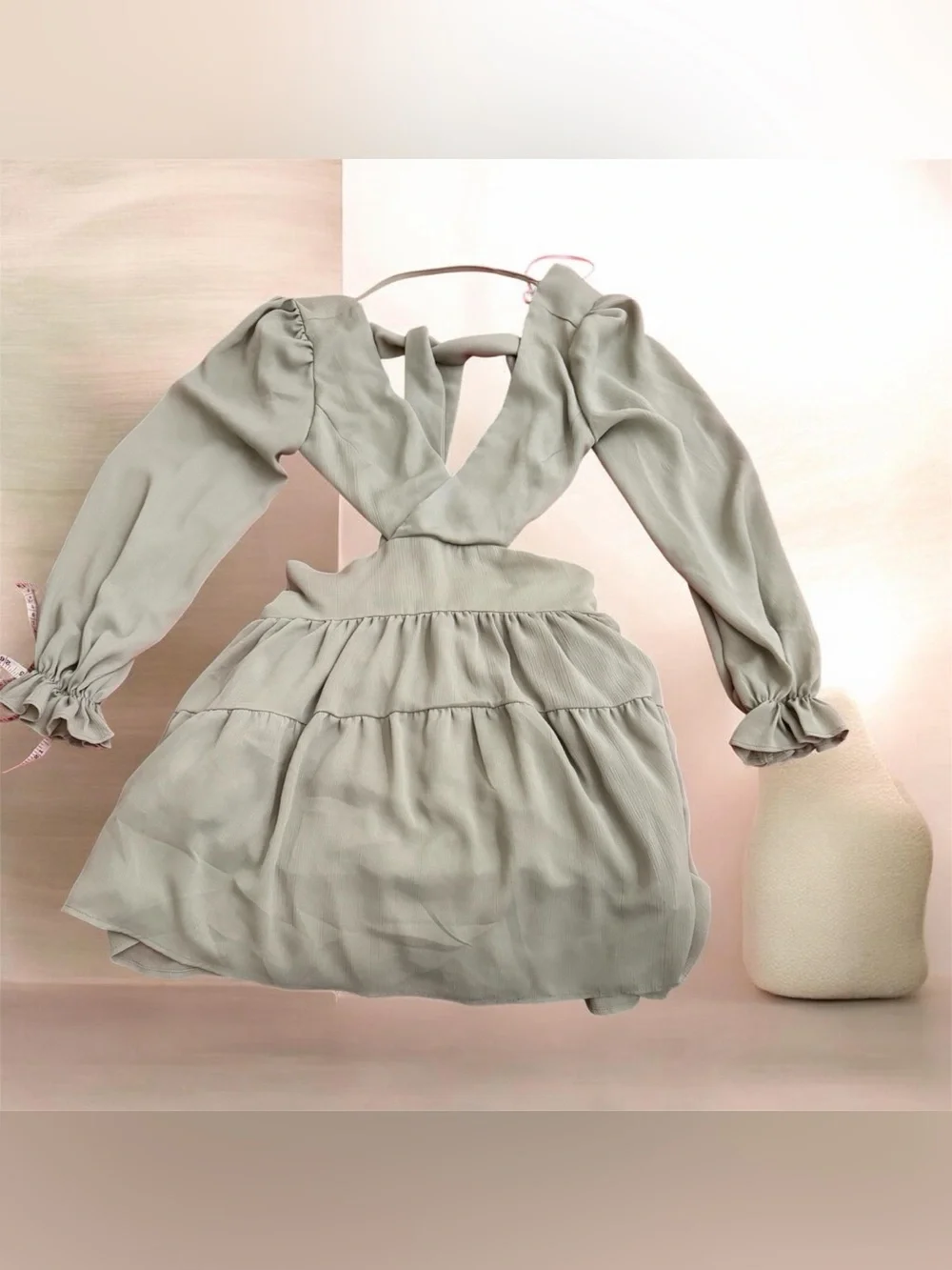 Women's Sage Long-Sleeve Tiered Mini Dress